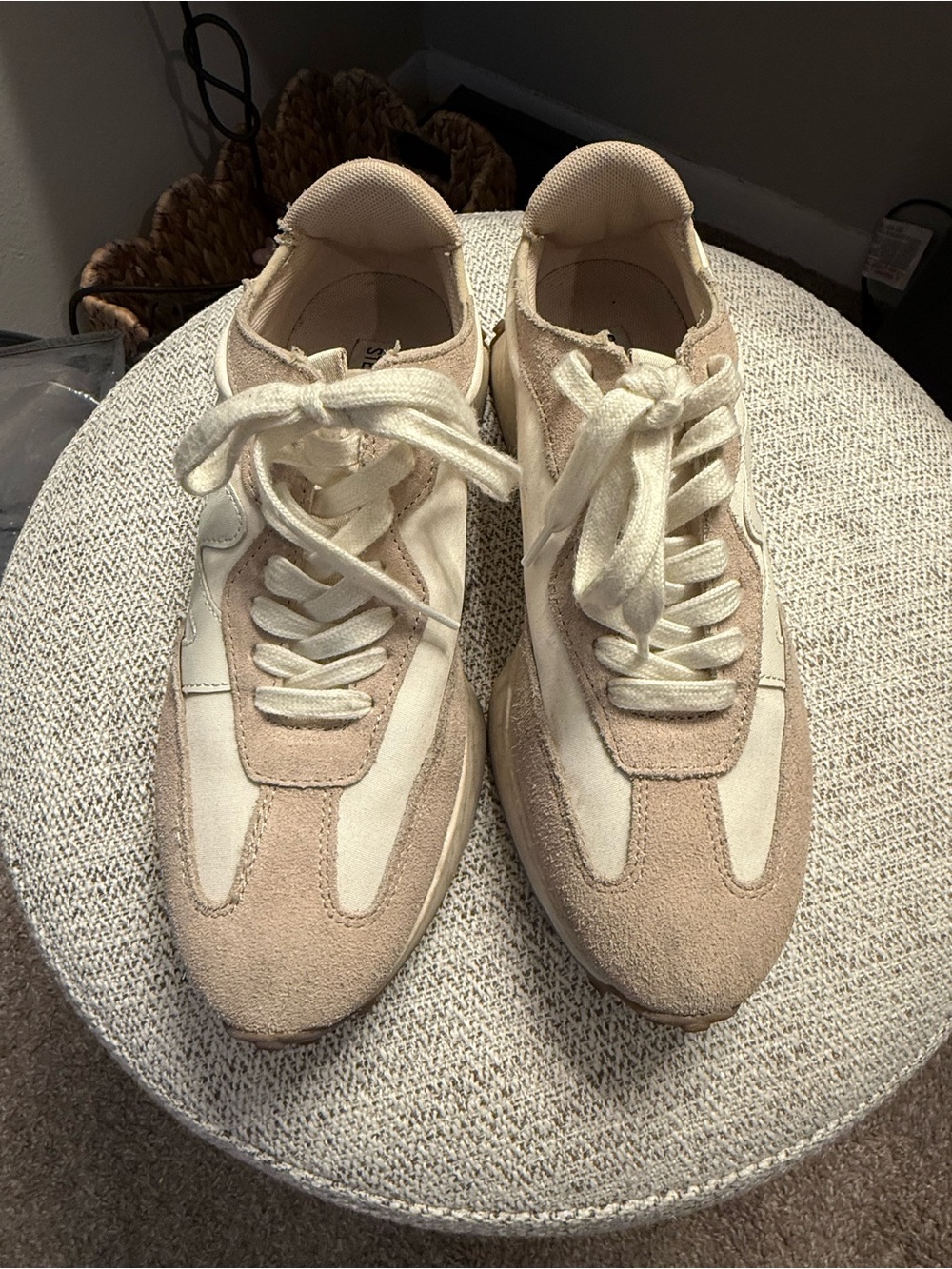 Steve Madden Cream & Beige Canvas Sneakers